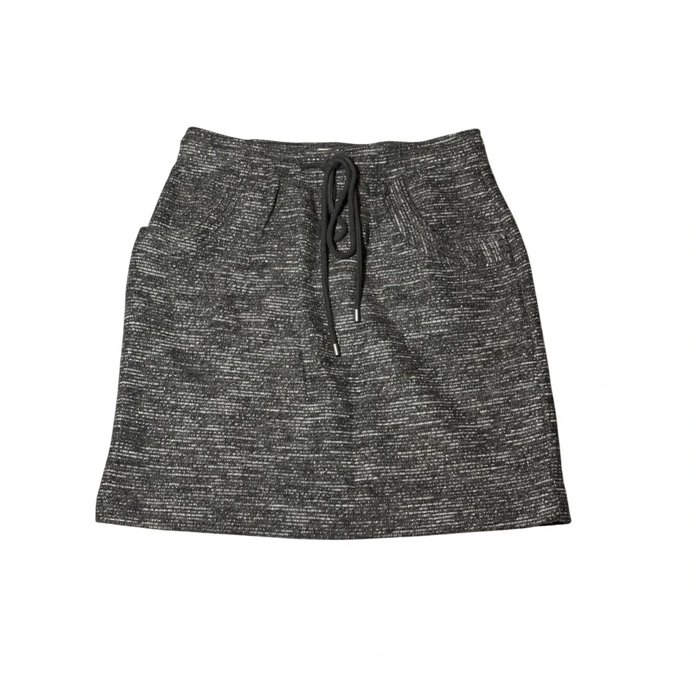 NWT Loft Women's XS Marled Knit Skirt‎ Black White Drawstring Pockets 22366702